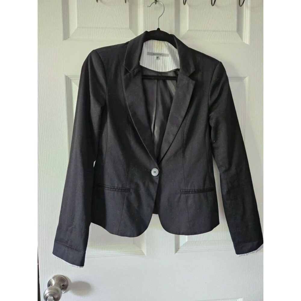 Basement Women’s Black Blazer Size S Shiny Satin Look Minimalist Blazer